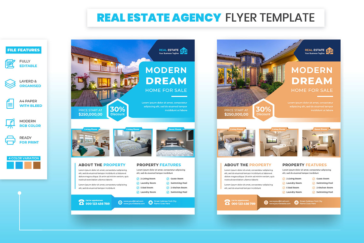 Real Estate Flyer Template Design, a Flyer Template by Mk_Studio (Photo 1 of 3)