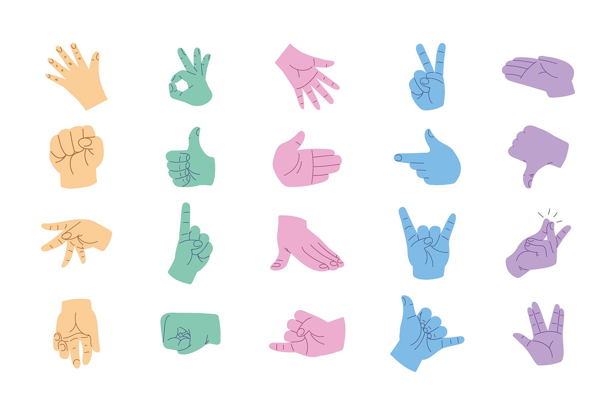 Hand Gesture Illustration Set, a Person Illustration by studiogstock (Photo 1 of 4)