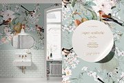 Spring Mint Birds Flower Pattern, a Pattern Graphic by paper aesthetic (Thumbnail 3 of 10)
