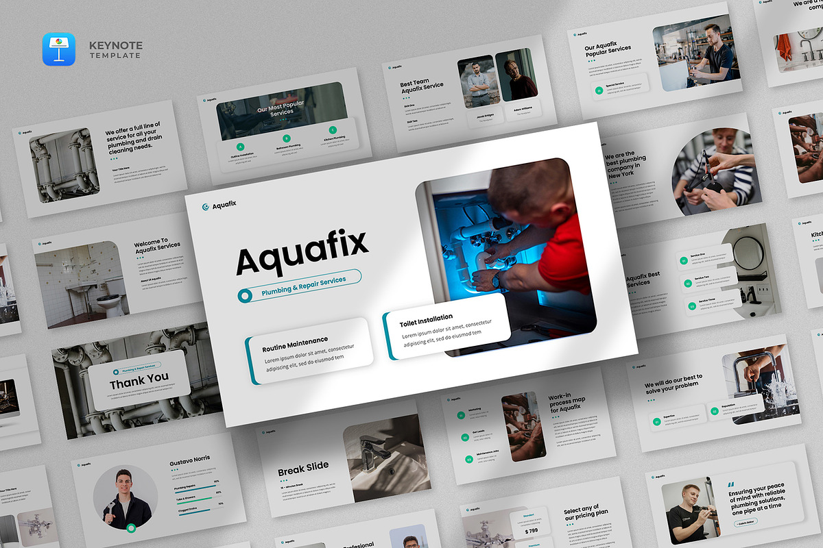 Plumbing Services Keynote Template, a Presentation Template by fluffstudio (Photo 1 of 5)