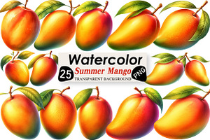 Summer Yellow Mango Clipart, an Illustration by Black Bird Studio