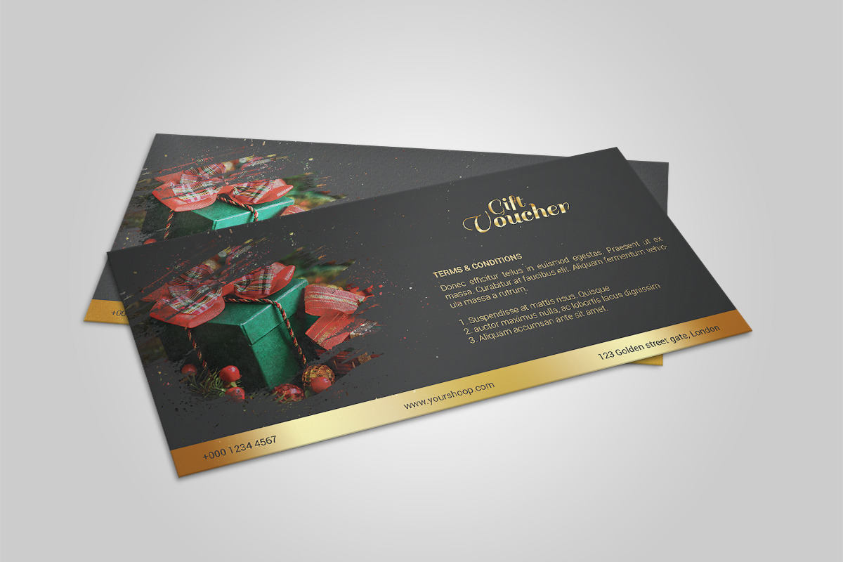New Year Gift Voucher template-V04, a Stationery Template by Template Shop (Photo 2 of 4)
