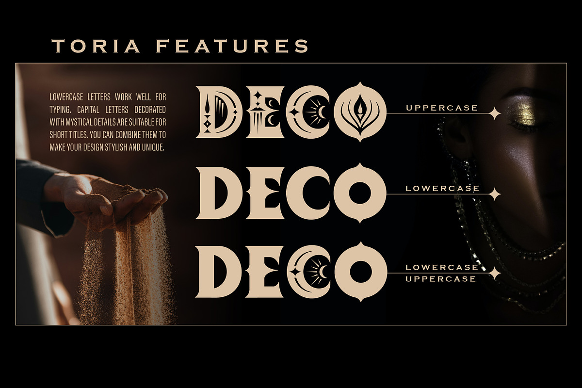 Toria Bohemian Decorative Serif Font, a Serif Font by Struvictory.art (Photo 3 of 9)