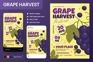 Grape Harvest Flyer Set, a Flyer Template by Annora Studio