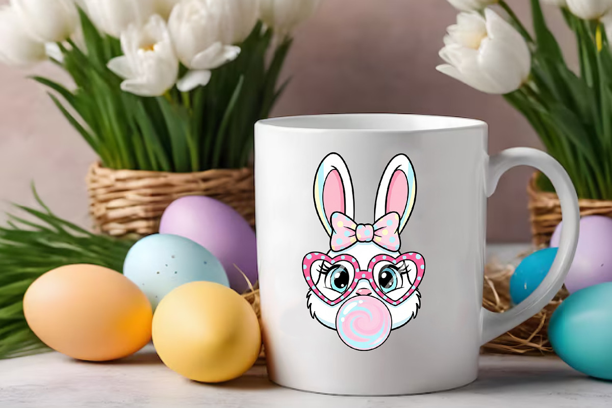 Cute Rabbit with Polka Dot Bow PNG, an Illustration by DreamArtGraphic (Photo 2 of 4)