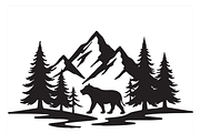 Mountain Reflection Silhouette Art, a Decorative Illustration by CarWrap design (Thumbnail 1 of 3)