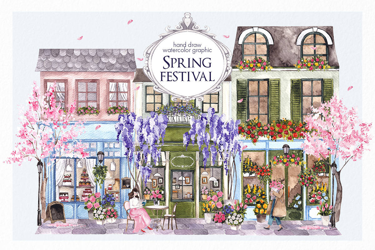 Spring Festival. Watercolor graphic, an Object Graphic by ma_i_vi (Photo 1 of 11)