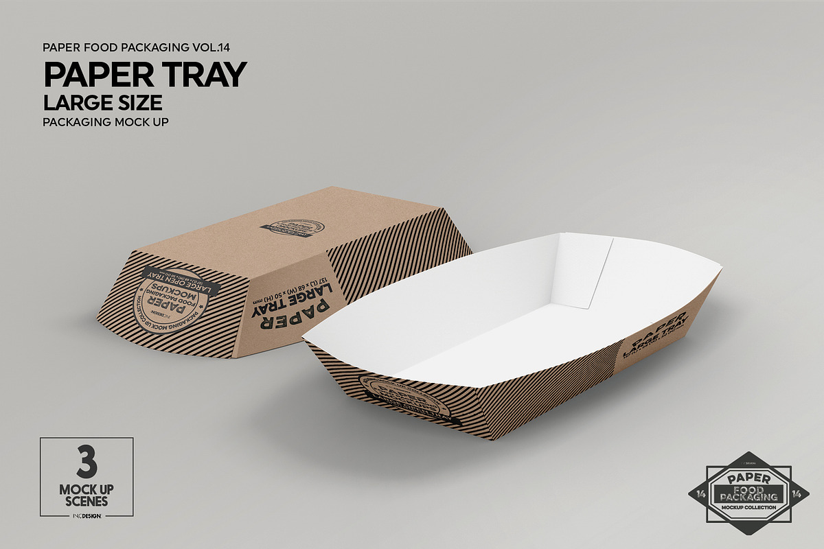Paper Takeout Trays Packaging Mockup, a Packaging Mockup by INCDesign (Photo 3 of 10)