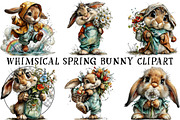 Whimsical Spring Bunny Clipart, an Illustration by OK Design (Thumbnail 2 of 6)