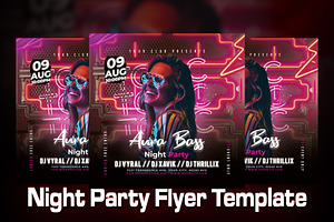 Night Club Party Poster Template, a Flyer Template by HasnainGFX