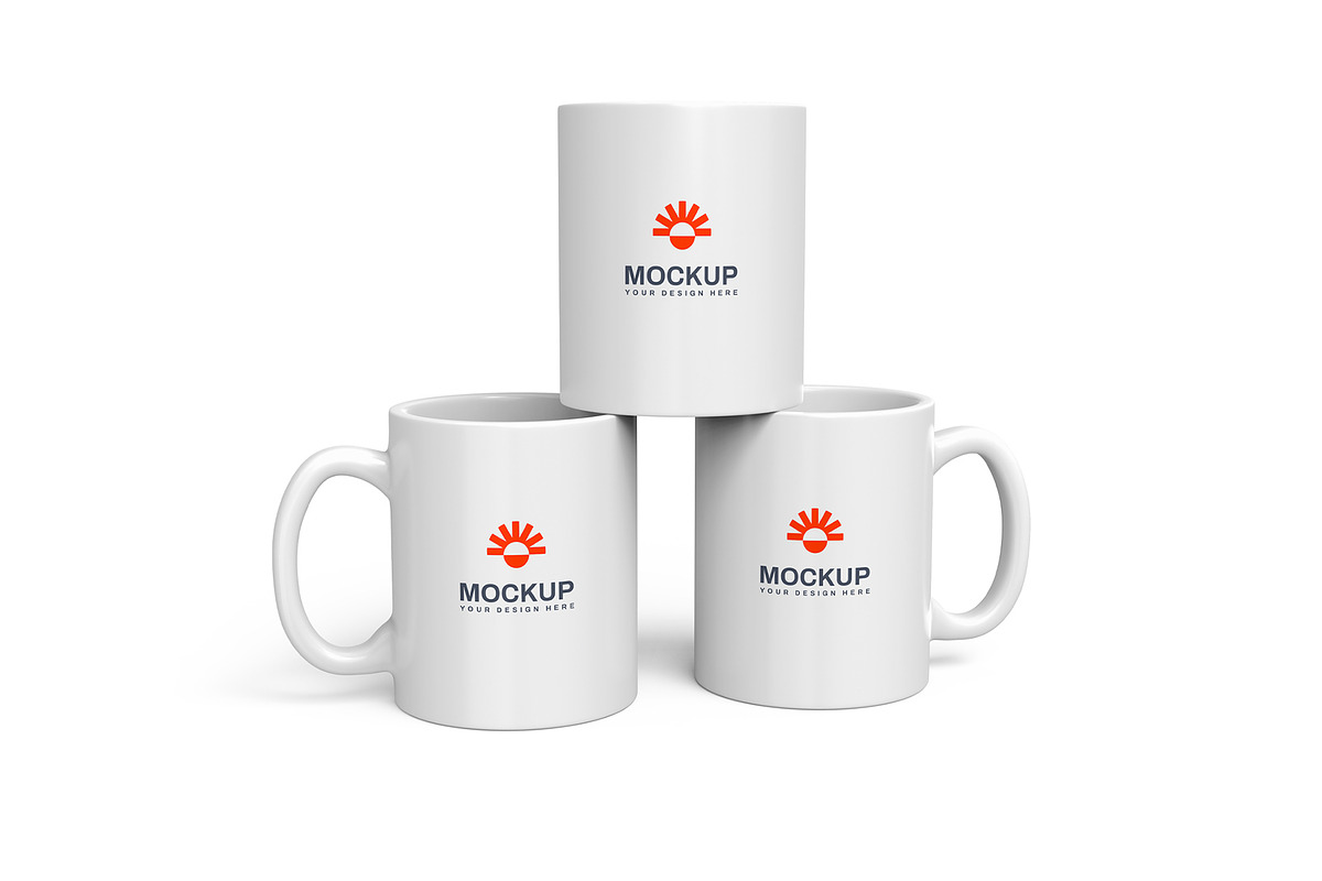 Three Coffee Mugs Stack Mockup, a Product Mockup by graphypix (Photo 1 of 4)