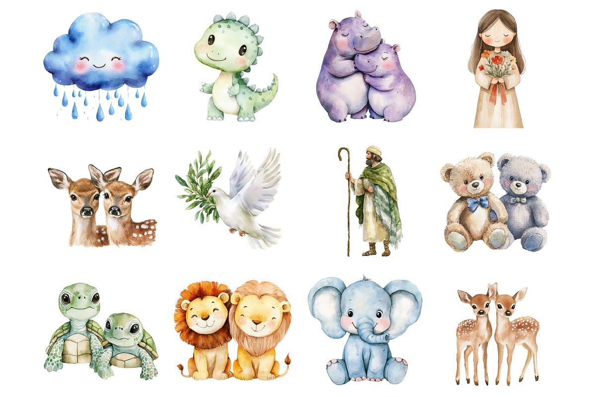 Watercolor Noah's Ark Clipart, a Seasonal Illustration by Design Market (Photo 3 of 5)