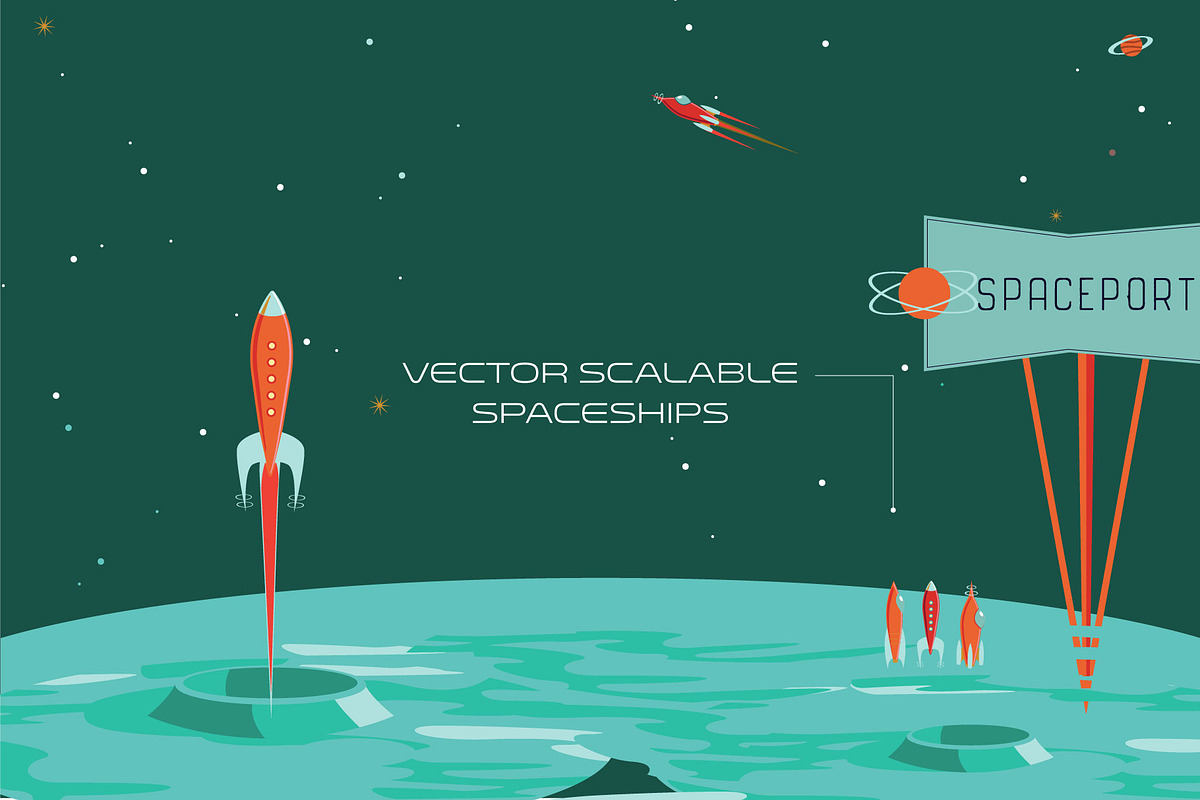 Vector Retro Rockets, a Technology Illustration by Carolyn Packard Design (Photo 2 of 9)