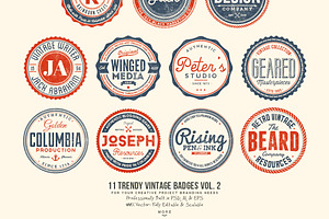 33 Trendy Vintage Badges Bundle Pack