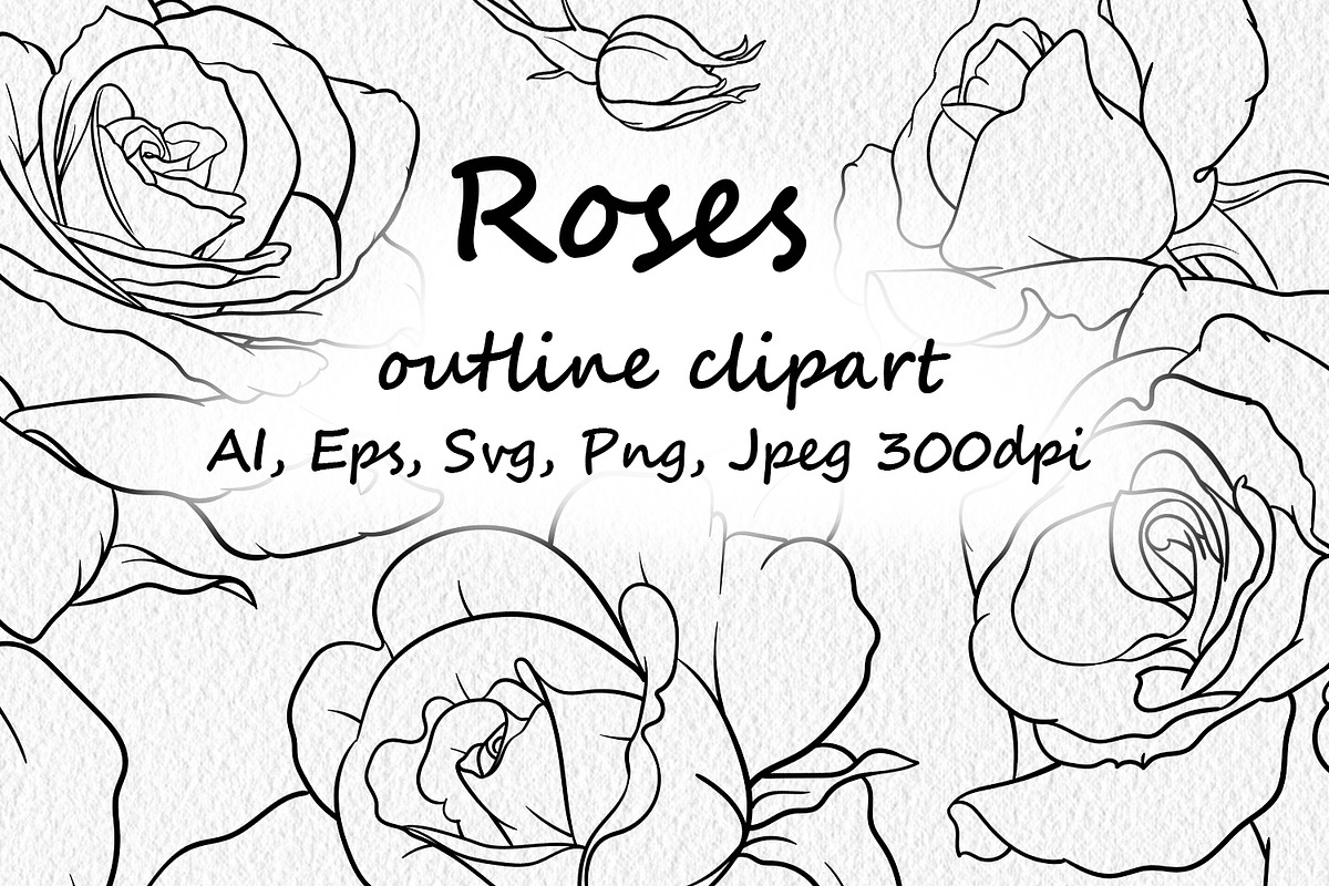 Roses - outline clipart, a Decorative Illustration by ViktoriArt (Photo 1 of 4)
