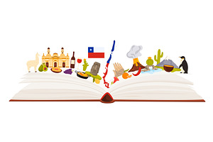 Chilean culture elements and, an Education Illustration by Flashvector
