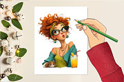 Quirky Valentine's Girl Clipart, an Illustration by DreamCafeArt (Thumbnail 5 of 6)