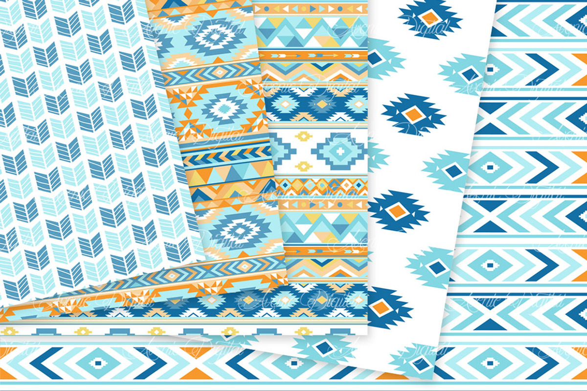 Beach Aztec Digital Paper, a Pattern Graphic by Avenie Digital (Photo 3 of 4)