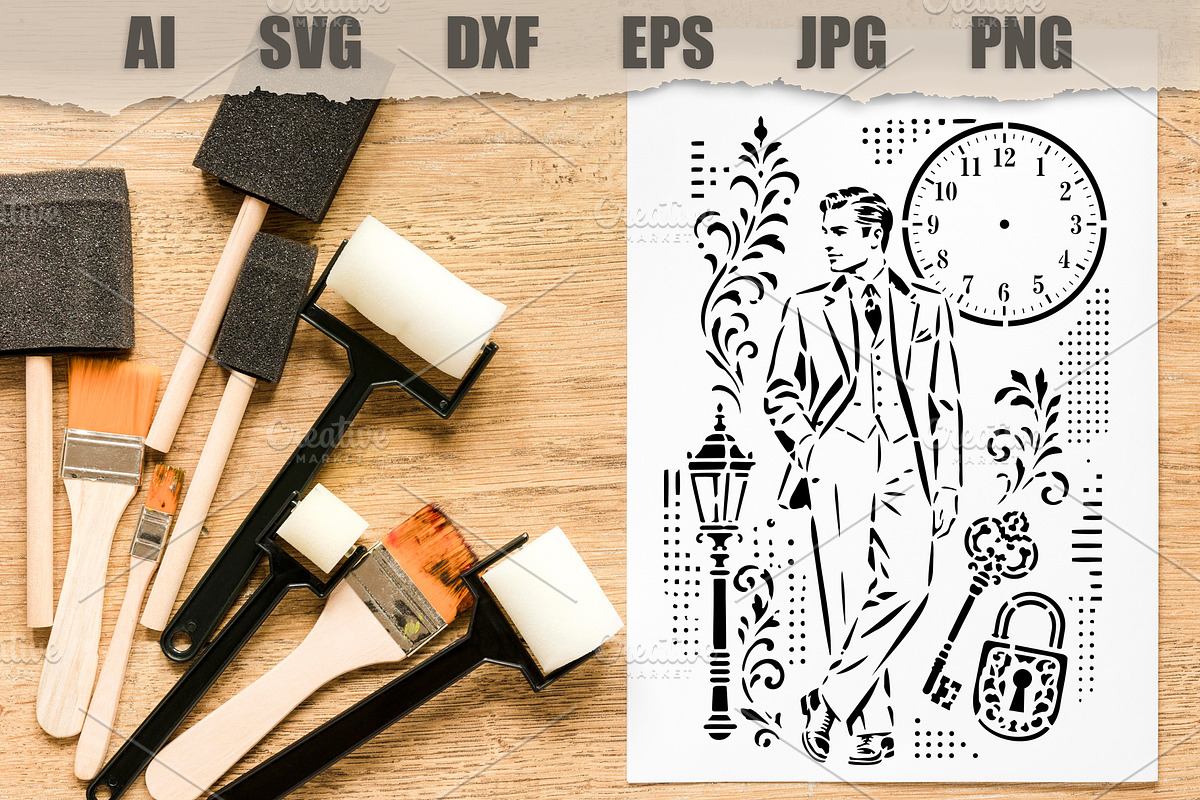 Stencil Vintage Gentleman, a Person Illustration by MARYCRAFTIRIA (Photo 2 of 3)