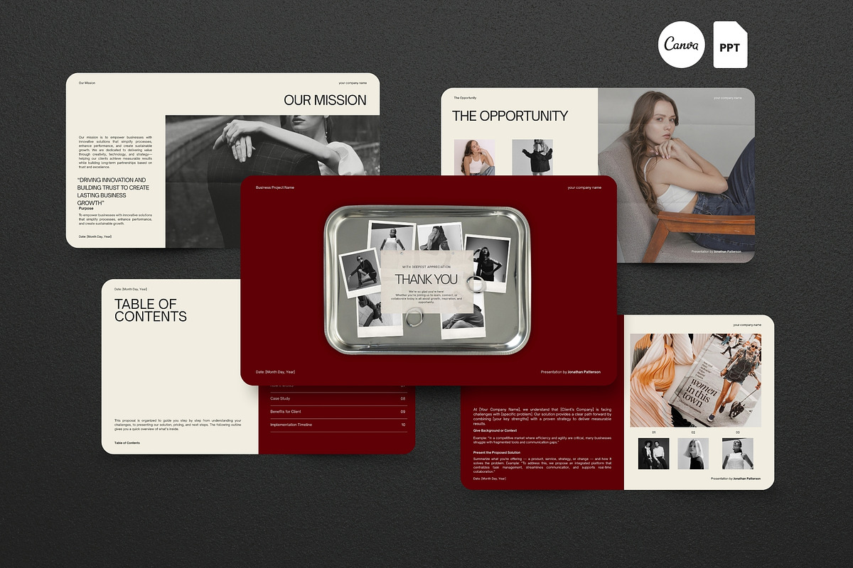 Burgundy Business Strategy Deck, a Presentation Template by Pani Temp. (Photo 3 of 13)