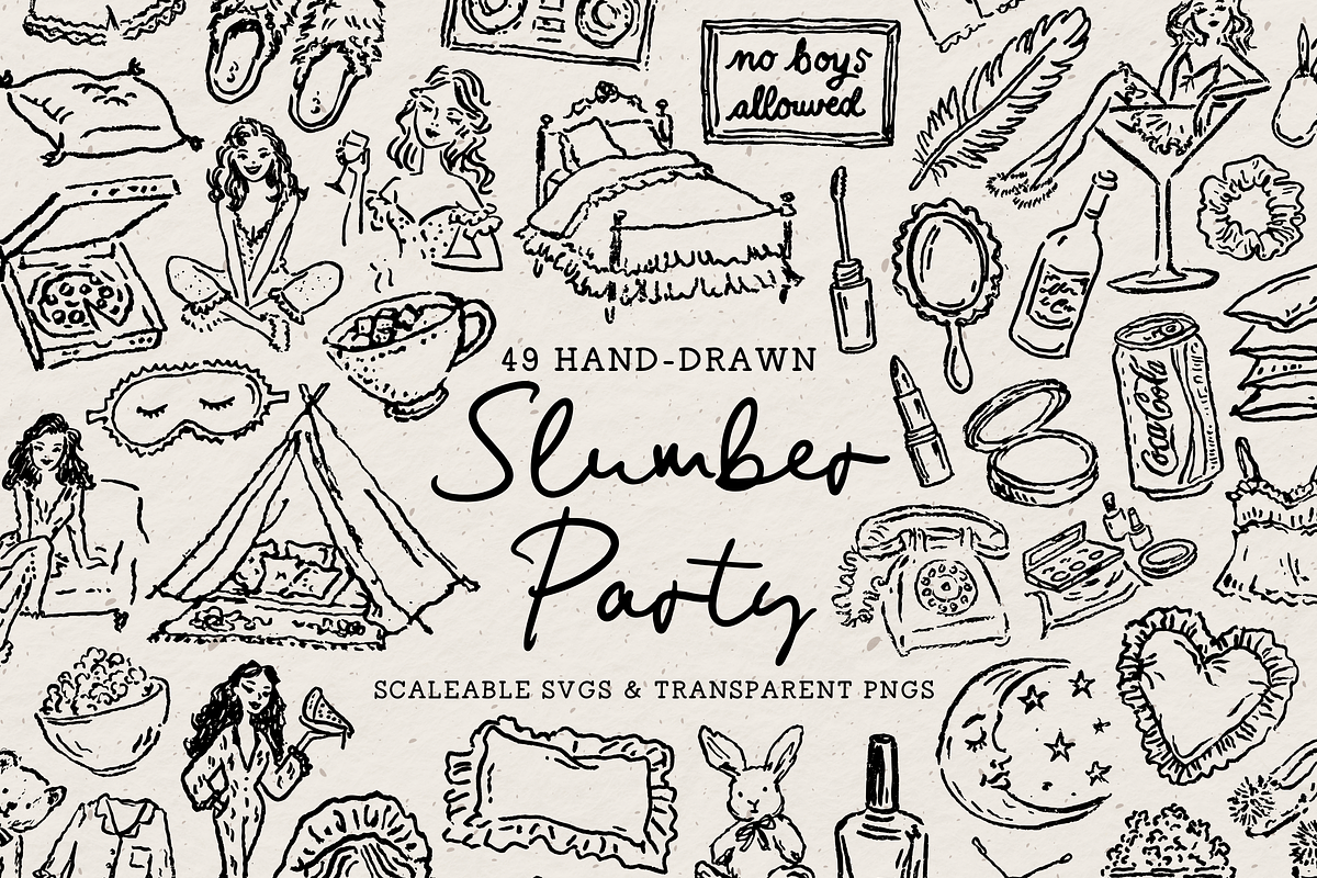 Slumber Party Clipart, Sleepover, an Object Illustration by The October Creative (Photo 1 of 6)