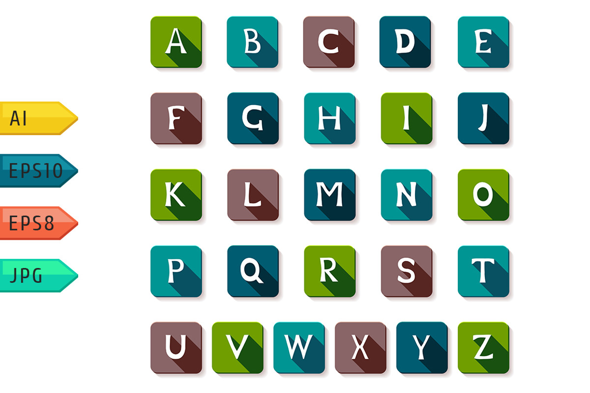 Cards with alphabet with shadow