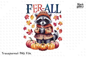 Vintage Raccoon Fer-All Fall PNG