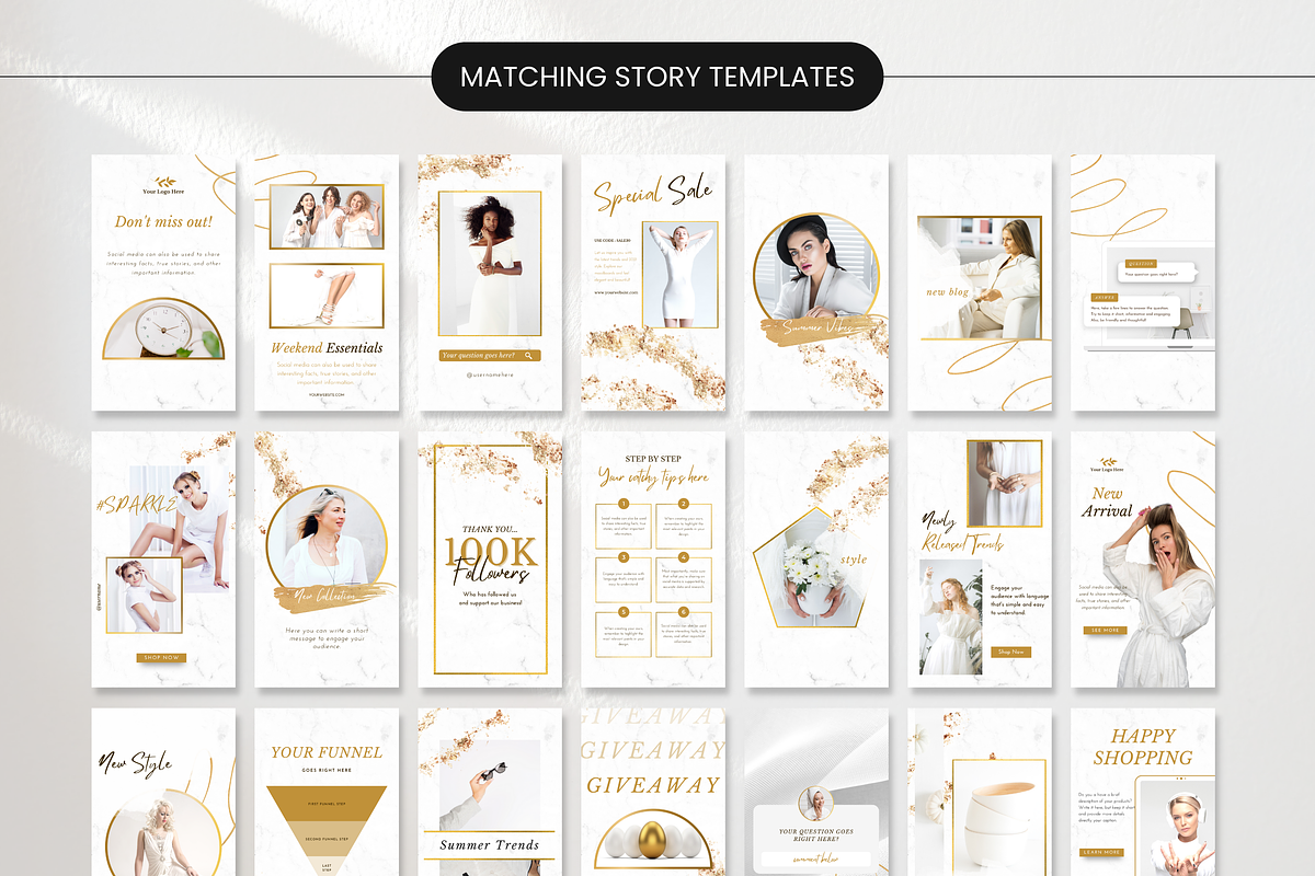 White & Gold Social Media Bundle Kit, a Social Media Template by DigiPax (Photo 4 of 10)