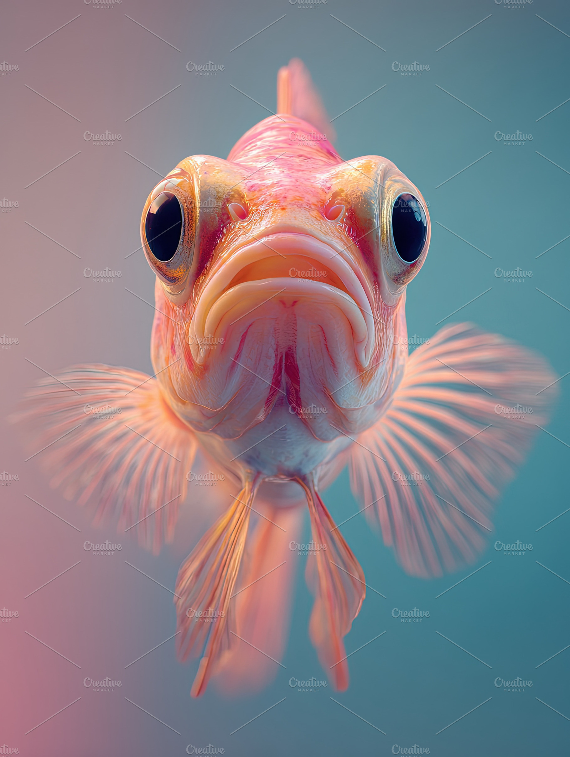 Close-up of a vibrant tropical fish with large eyes and soft fin, an Animal Photo by Ales Munt