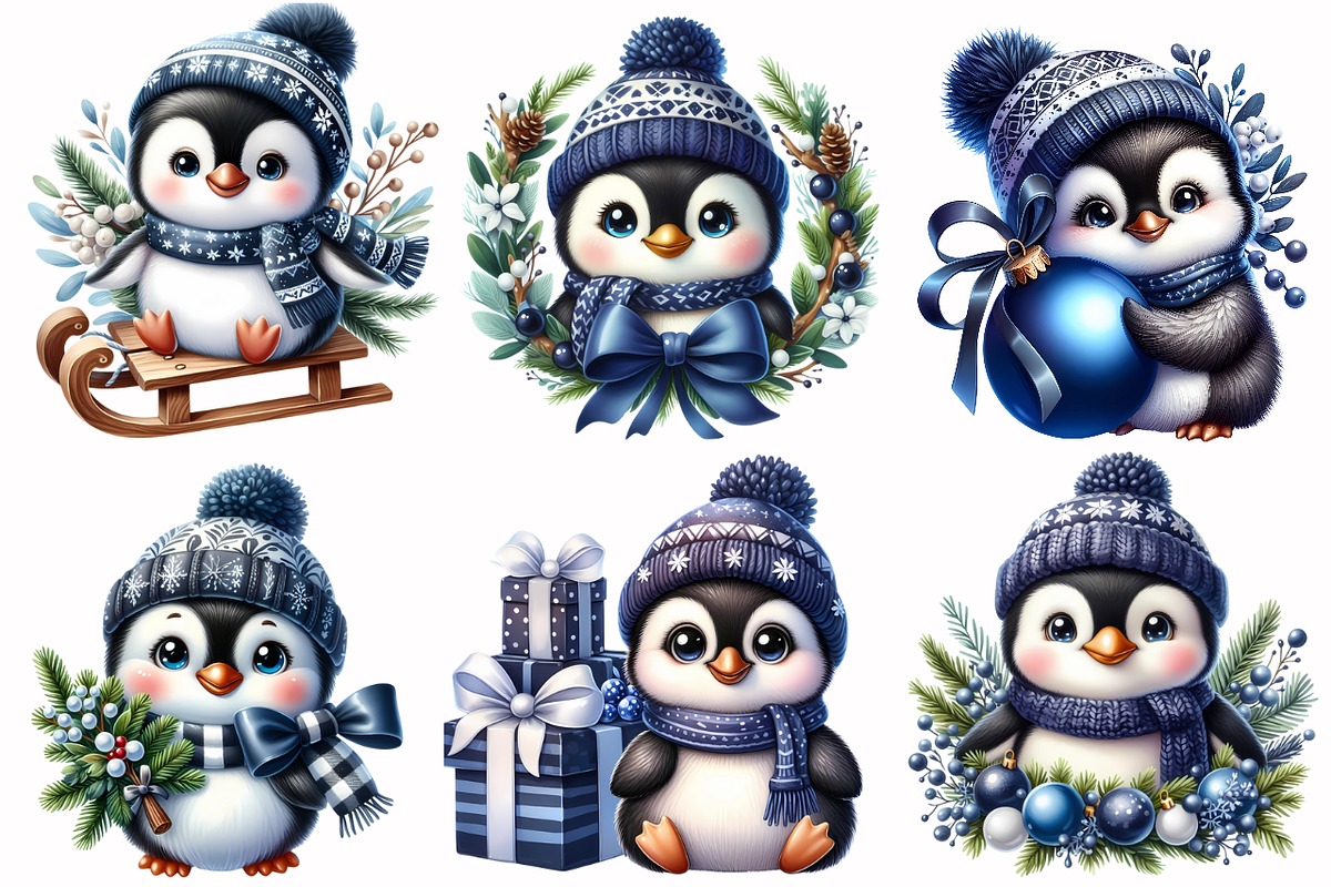 Winter penguin Christmas penguin, an Animal Illustration by AnetArtStore (Photo 2 of 7)