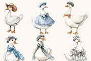 Watercolor Silly Goose Clipart, an Animal Illustration by SparkyDesignsUS (Thumbnail 5 of 8)