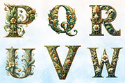 Watercolor Green & Gold Alphabet Cl, a Seasonal Illustration by Rose Art (Thumbnail 2 of 5)