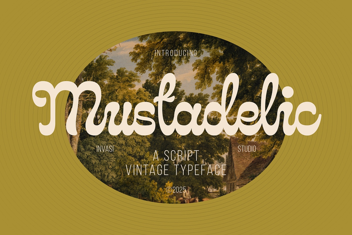 Mustadelic – Script Vintage Font, a Script Font by Invasi Studio (Photo 1 of 11)
