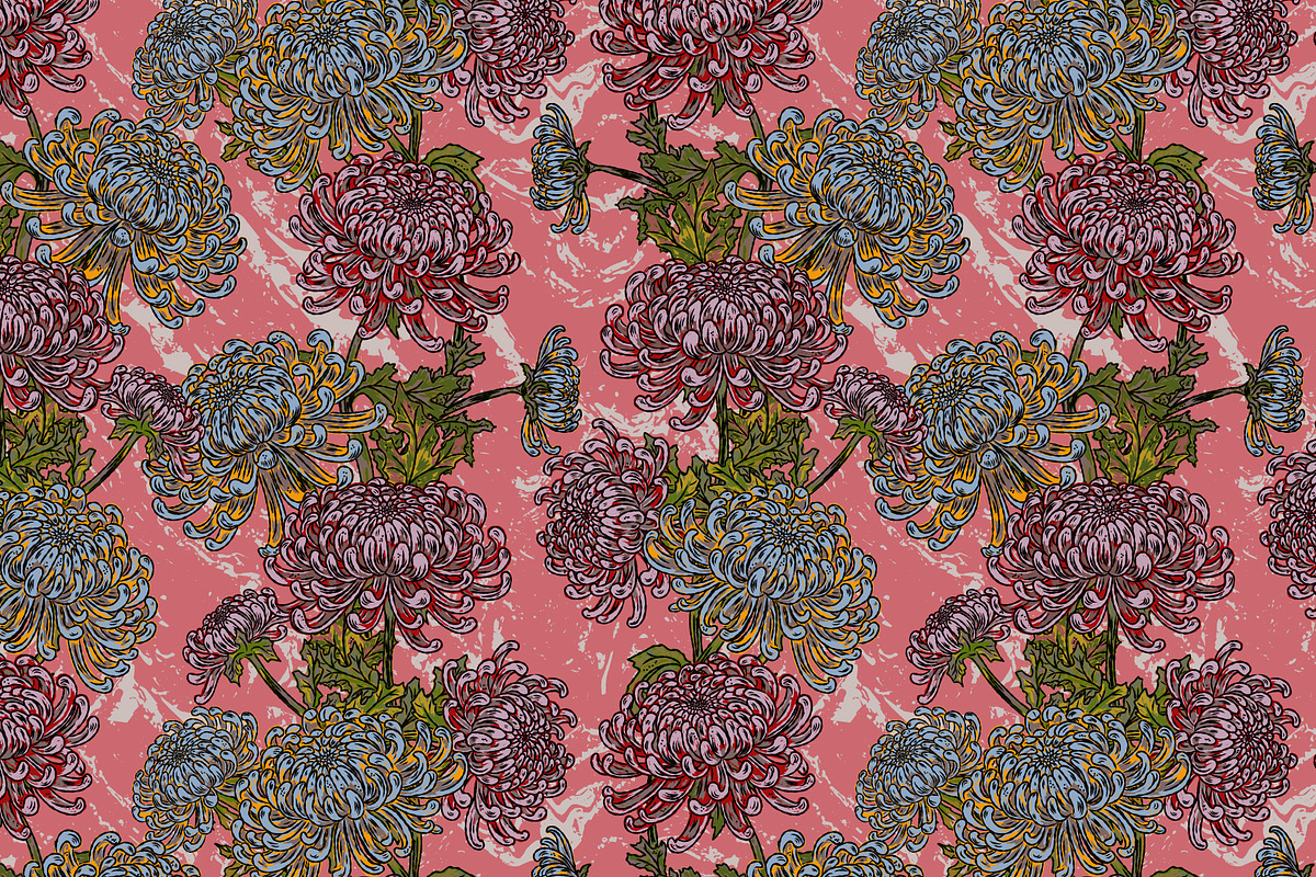 Chrysanthemum Maximalist Floral, a Pattern Graphic by NayaChu (Photo 4 of 9)