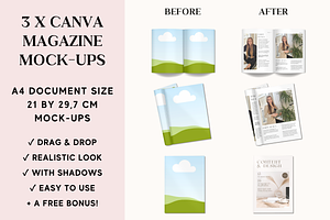 Canva Magazine Mock-ups, A4 Size