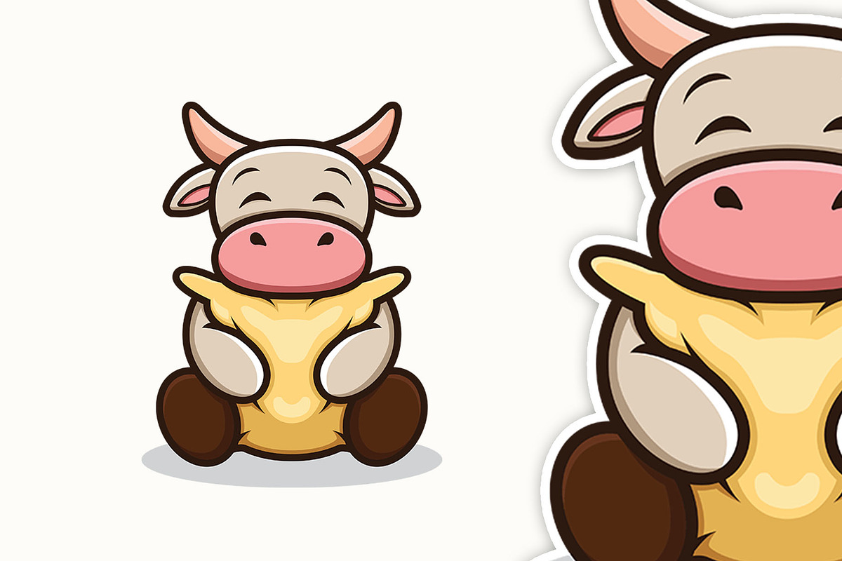 Cow with Pillow, a Poster Template by Gumrega Studio