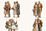 Elderly Couple Clipart Bundle, a Person Illustration by BusyDaydesign (Thumbnail 5 of 9)