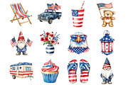Watercolor 4th Of July Clipart PNG, a Seasonal Illustration by Design Market (Thumbnail 5 of 5)