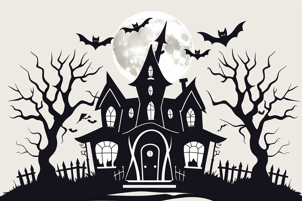 Haunted Halloween Silhouette Set, an Illustration by Creativeshirt (Photo 7 of 9)