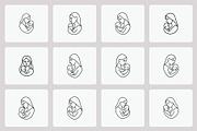 Mother baby line art logo set, an Outline Icon by Vectorium Studio (Thumbnail 1 of 2)
