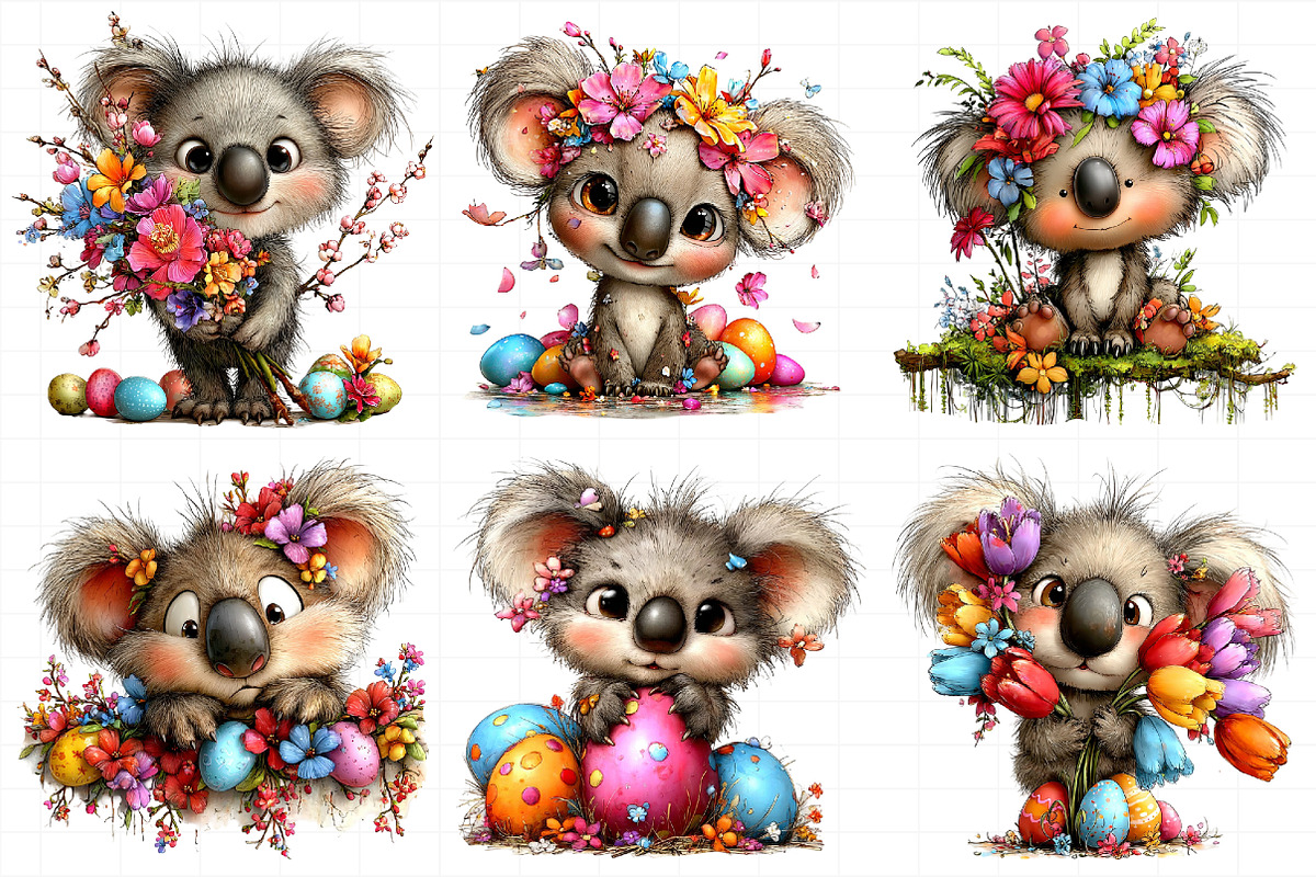 Whimsical Easter Koala Clipart, an Illustration by Daily.Designs (Photo 3 of 7)