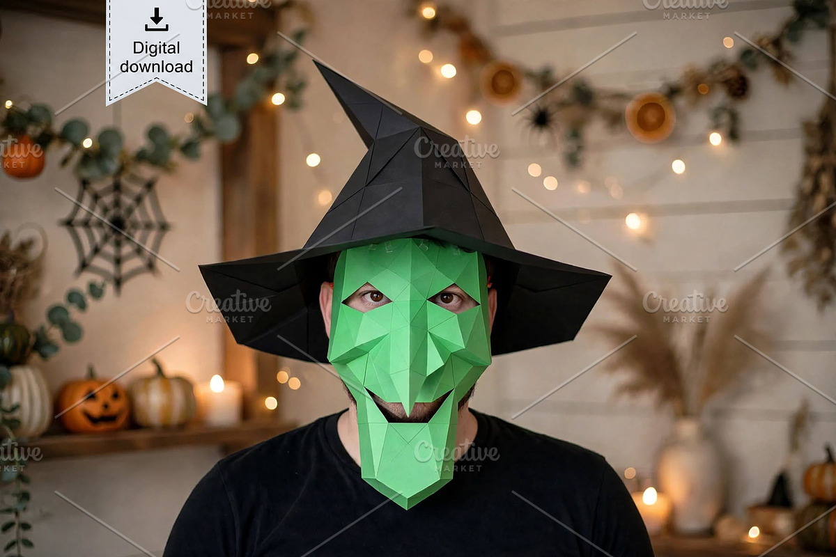Hallowen Witch Mask, a Card Template by PAPER amaze (Photo 1 of 6)