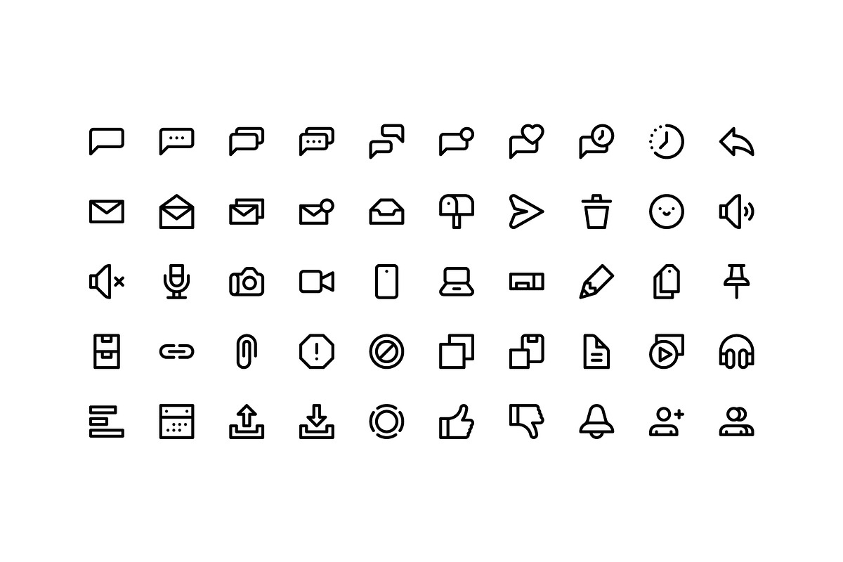 50 Messaging App Micro Icons, an Outline Icon by Side Project (Photo 2 of 5)