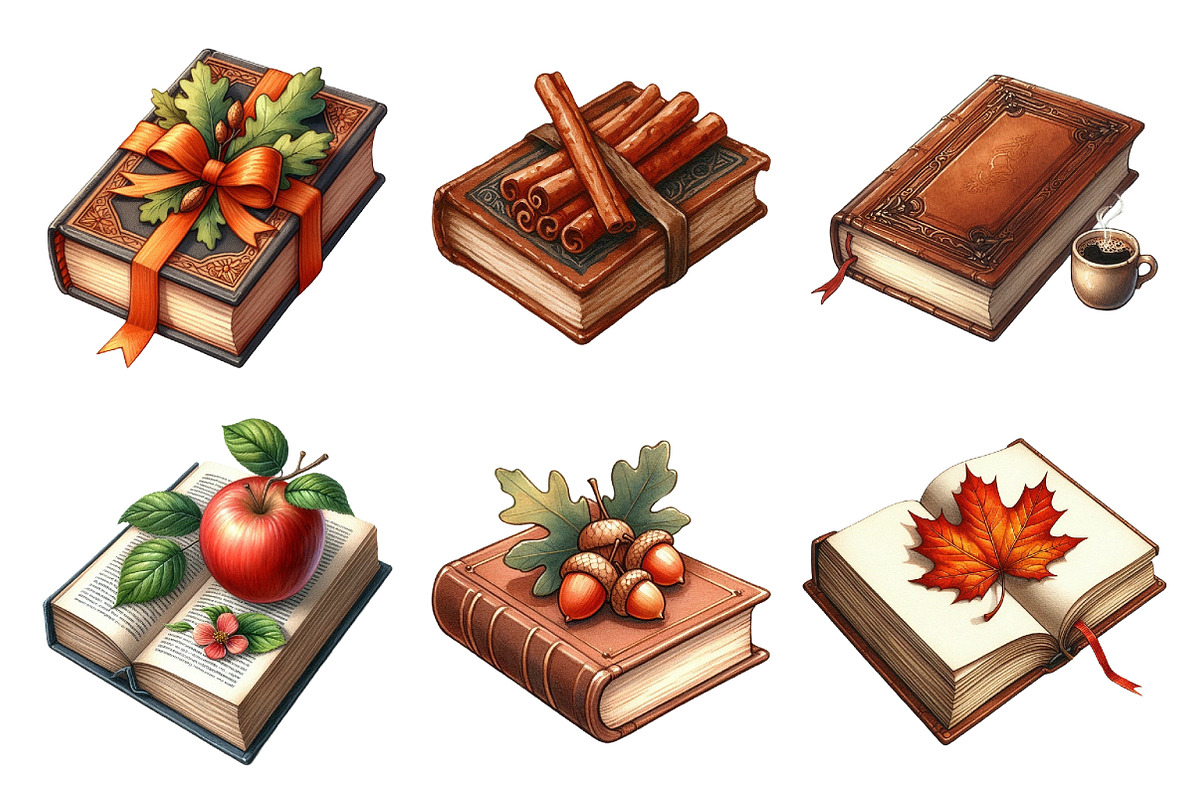 Watercolor Autumn Books Clipart, an Illustration by Daily.Designs (Photo 2 of 5)