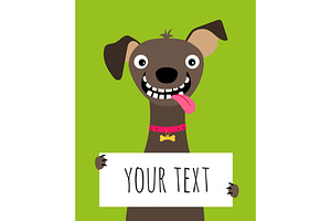 Happy Dog And Text Frame Card