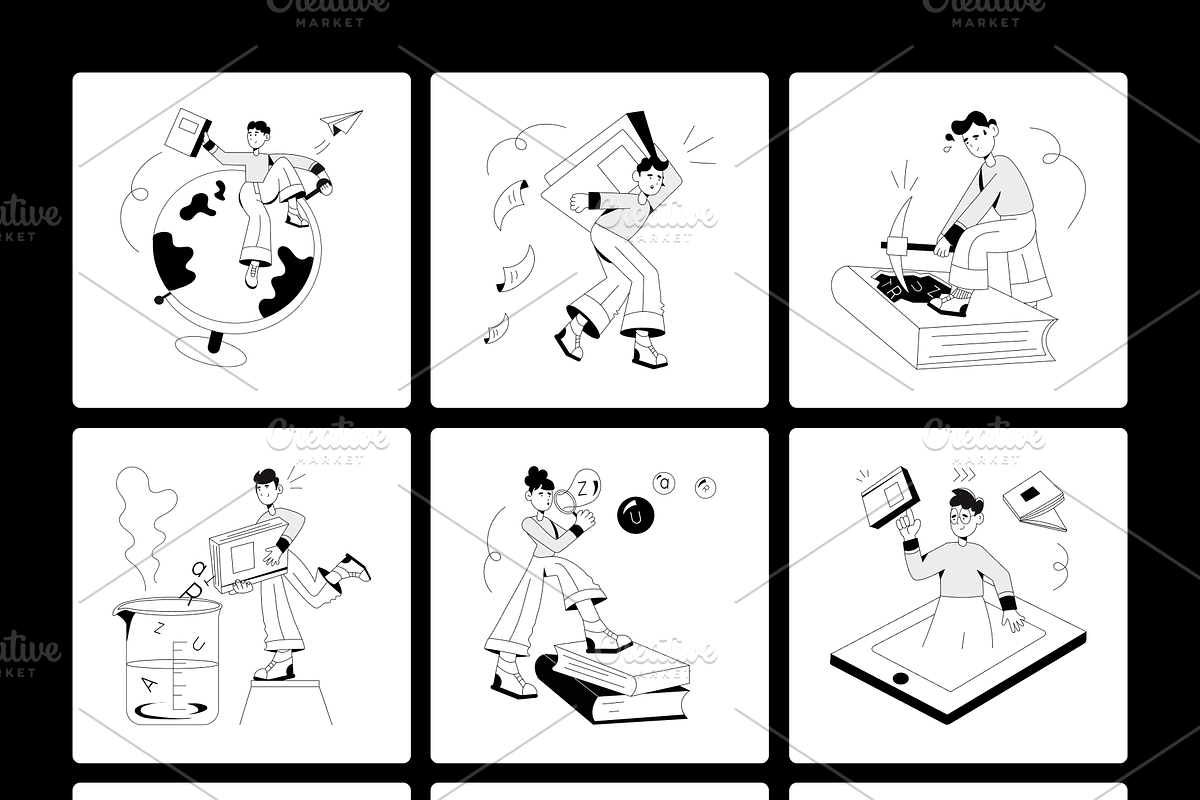 Book and Library Illustration Set, an Illustration by Prosymbols (Photo 6 of 8)