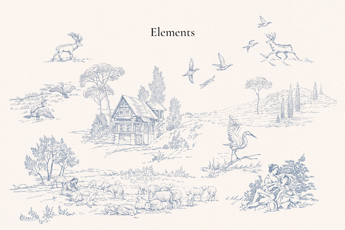 Toile de Jouy Graphic Vector Pattern, a Pattern Graphic by Ekaproeka (Photo 7 of 9)