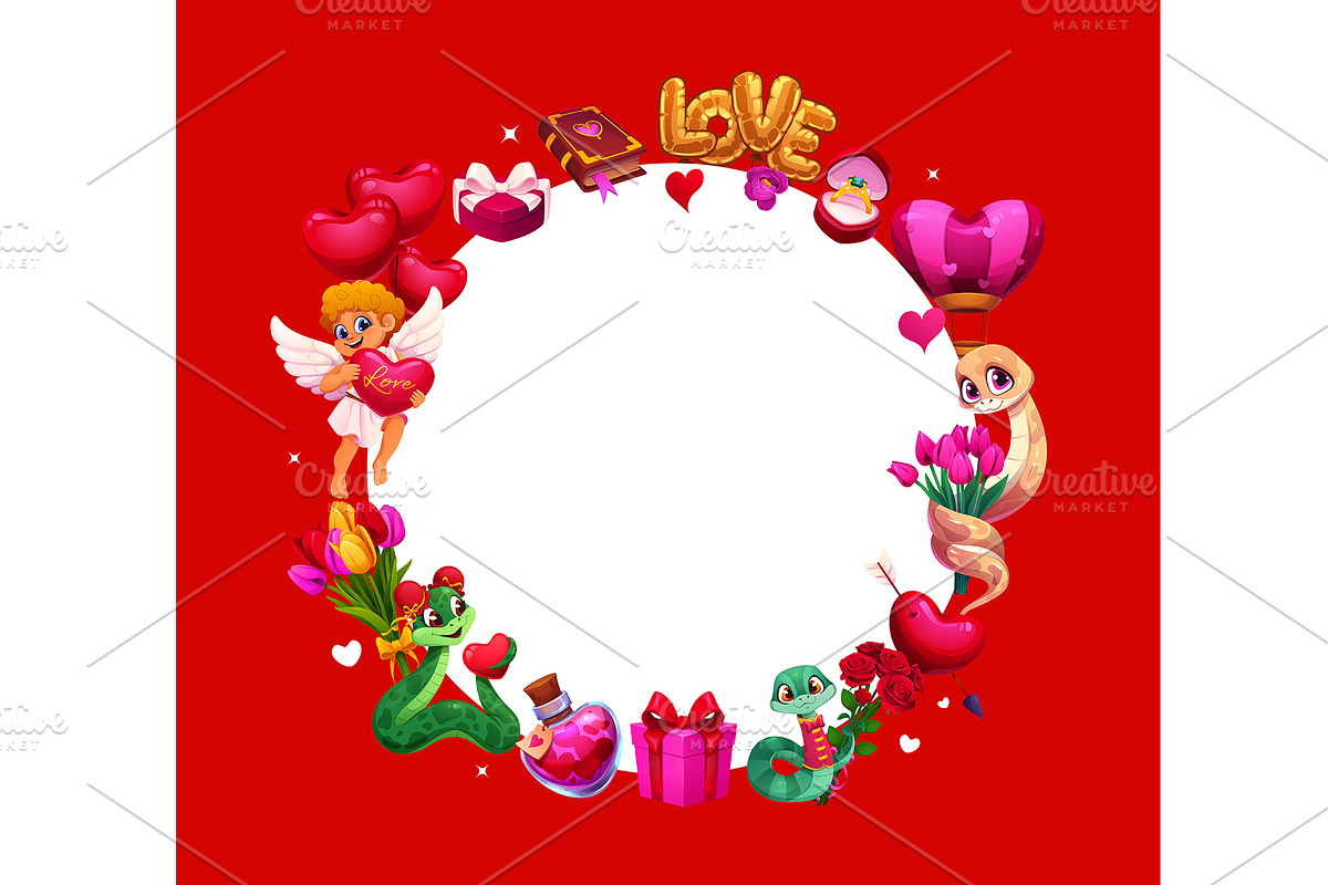 Happy valentine day frame with playf, an Illustration by Buch&Bee (Photo 1 of 3)