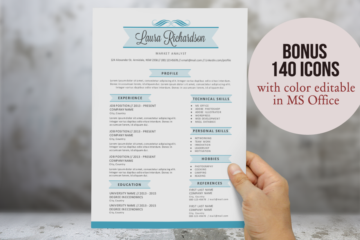 2 in 1 stylish banner Word resume, a Resume Template by Inkpower (Photo 1 of 4)
