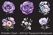 Lisianthus Flower Watercolor Clipart, an Illustration by RobertsArt (Thumbnail 4 of 7)